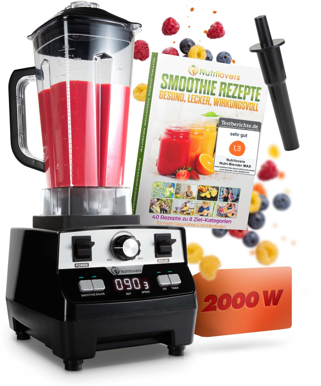 Standmixer 2000W Hochleistung 2L Tritan BPA-frei 9 Stufen