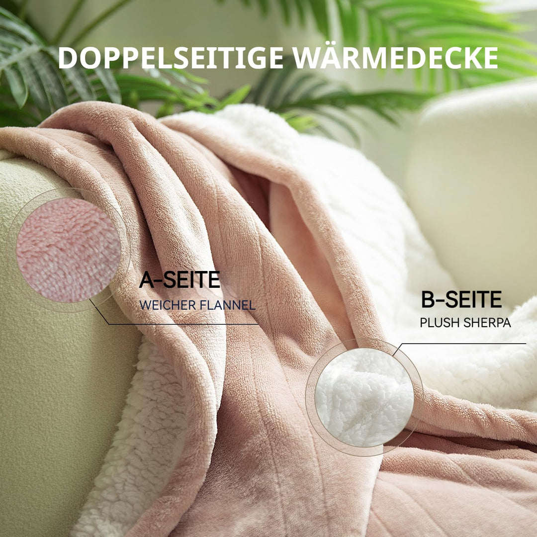 Heizdecke Plüsch-Sherpa 130x180cm 9 Stufen Abschaltautomatik Rosa - Bild 5