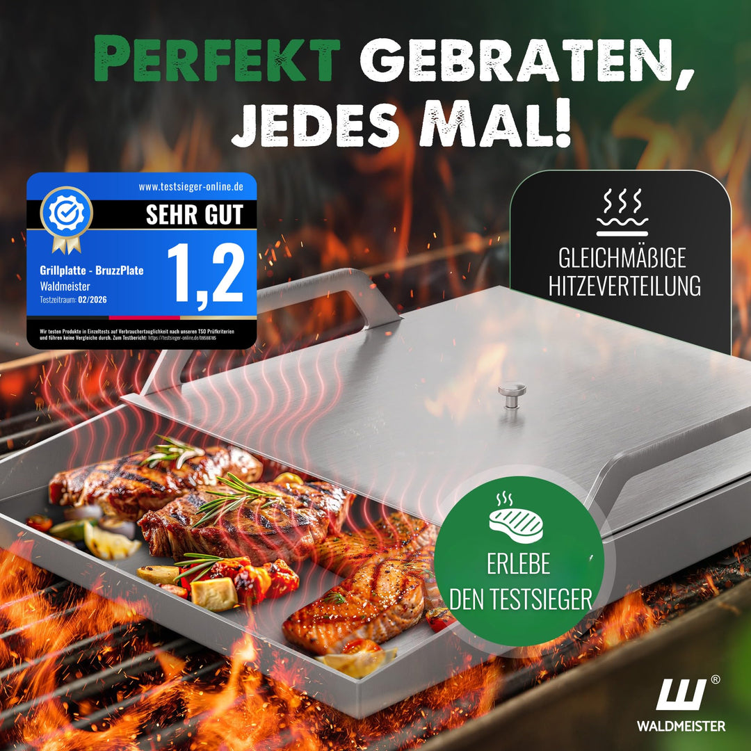Plancha Grillplatte Edelstahl 40x30 cm mit Deckel und 2 Spachteln - Bild 6