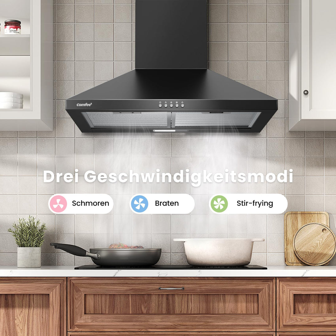 Dunstabzugshaube 60 cm Umluft Abluft Edelstahl Schwarz A++ 400m³/h - Bild 7