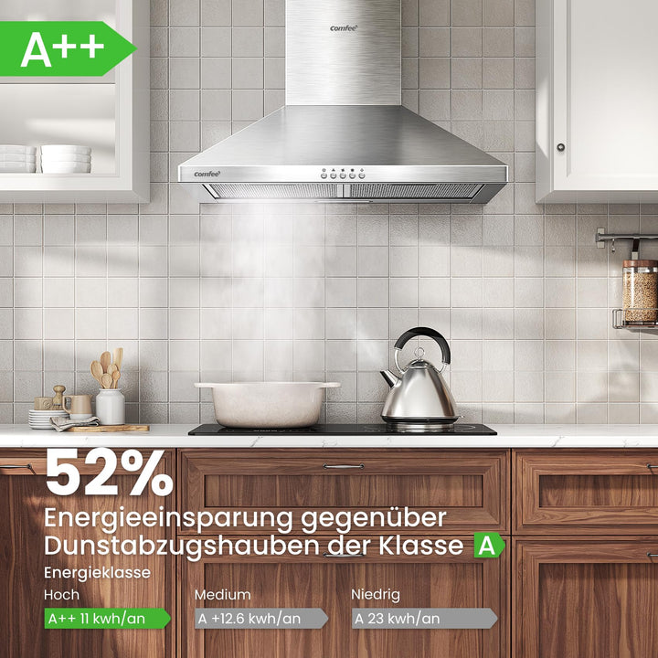 Dunstabzugshaube 60cm Edelstahl Umluft &amp; Abluft A++ 400m³/h - Bild 3