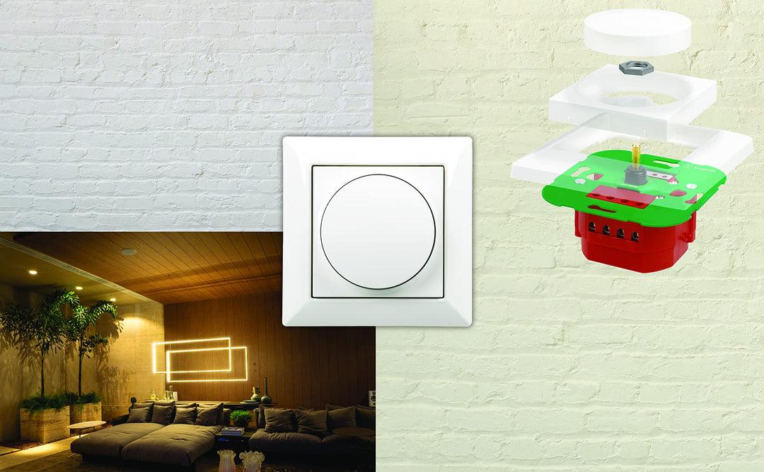 Unterputz-Dimmer LED Phasenanschnitt 3-35W 230V mit Adapter grün - Bild 2