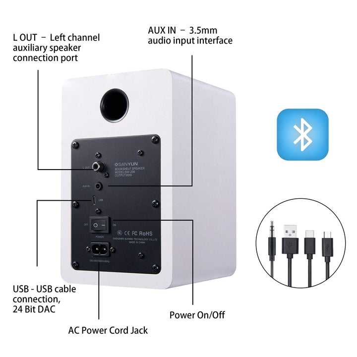 Regal-Lautsprecher Aktiv 30W×2 Kohlefaser-Treiber Bluetooth 5.0 USB - Bild 4