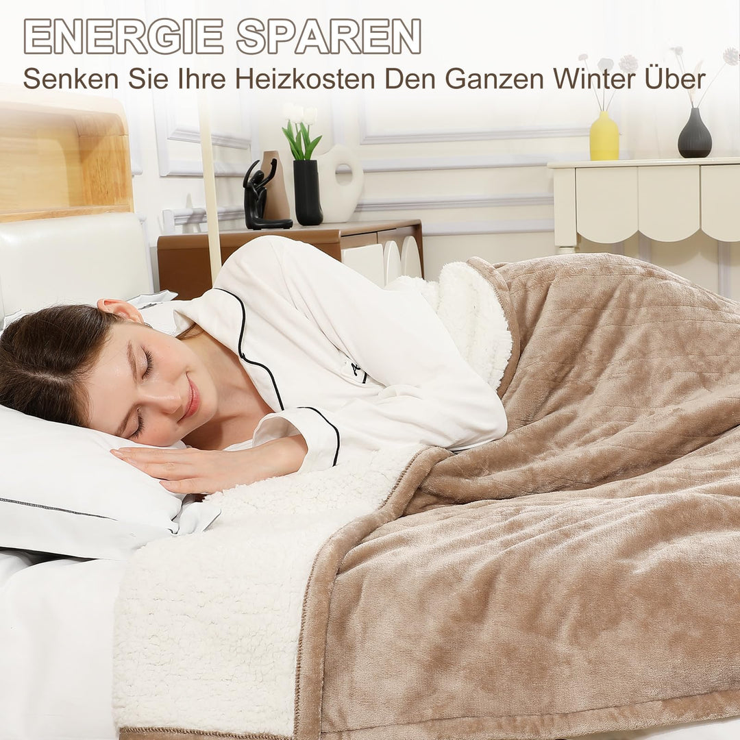 Heizdecke Flanell 130x180cm mit Abschaltautomatik 6 Stufen Beige - Bild 5