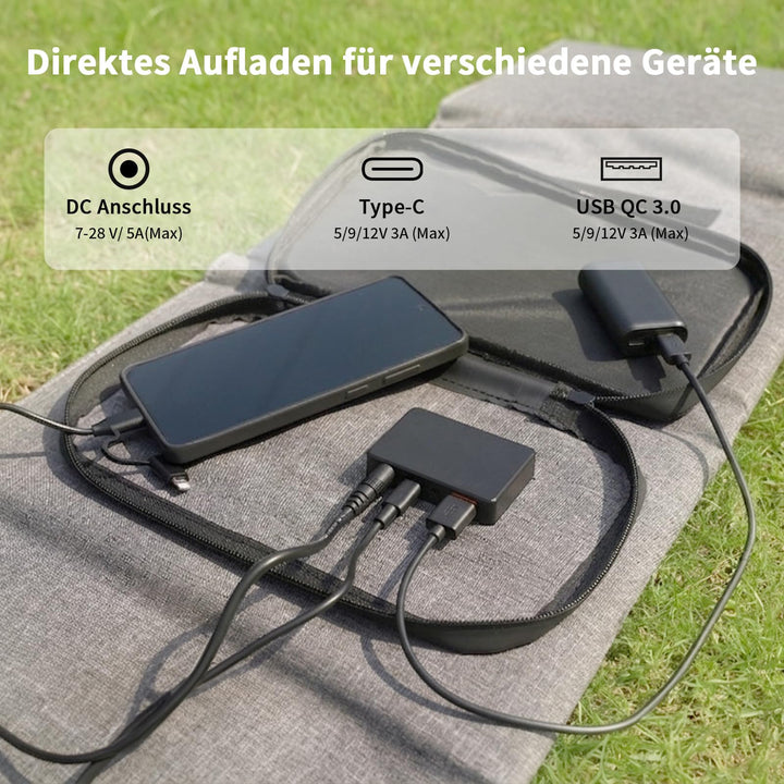 Faltbares Solarpanel 40W ETFE monokristallin mit 3 Anschlüssen - Bild 3