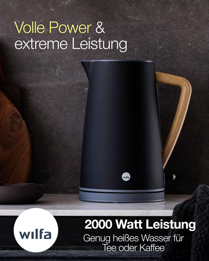 Wasserkocher 1,7 L Edelstahl matt mit Holzoptik-Griff 2000W - Bild 6