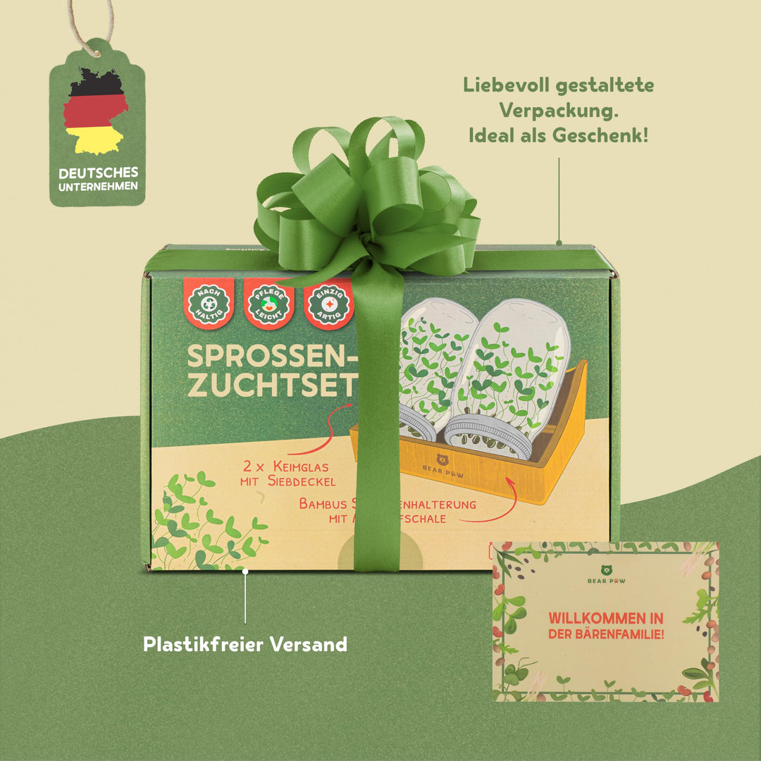 Keimglas Set 1000ml mit Bambushalterung für Sprossen, 2er Set - Bild 7