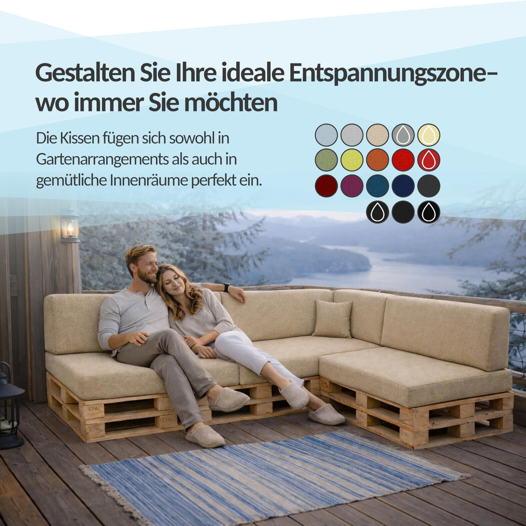 Palettenkissen 2er Set wasserabweisend 120x80 + 120x40 Anthrazit - Bild 2