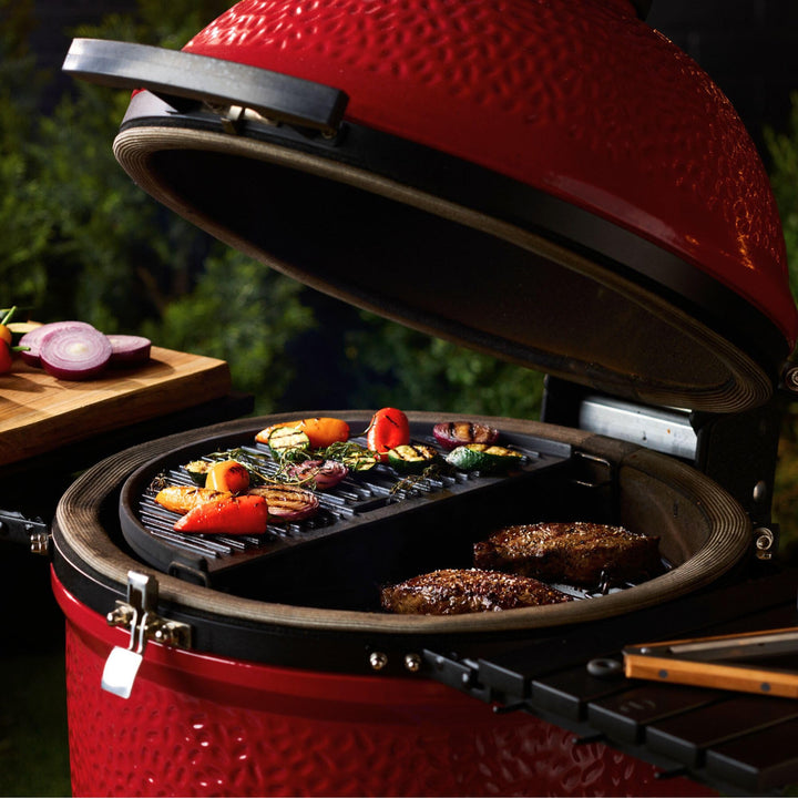 Gusseisen Grillplatte halbrund zweiseitig für Kamado Big Joe - Bild 3
