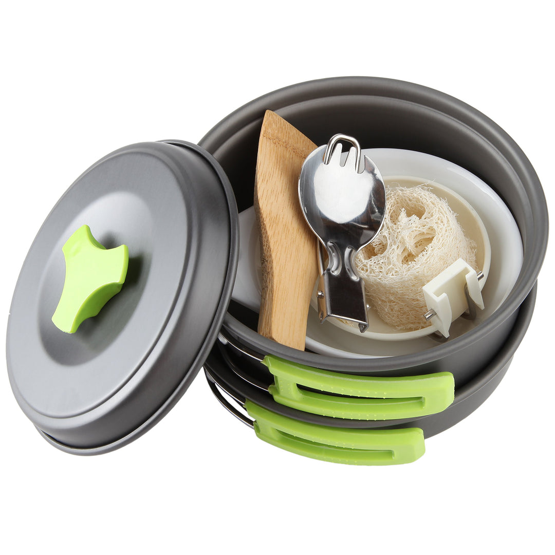 Camping Kochgeschirr Set 10-teilig Aluminium 1L für Wandern - Bild 3