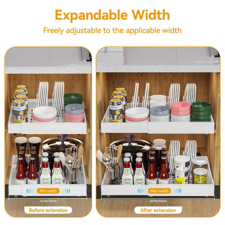 Schubladenorganisator Küchenschrank ausziehbar 32–53 cm 2er-Set - Bild 3