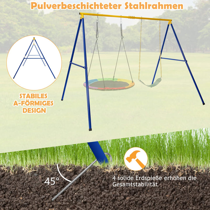 Doppelschaukel mit Gestell Stahl 300 kg Kinderschaukel + Nestschaukel - Bild 3