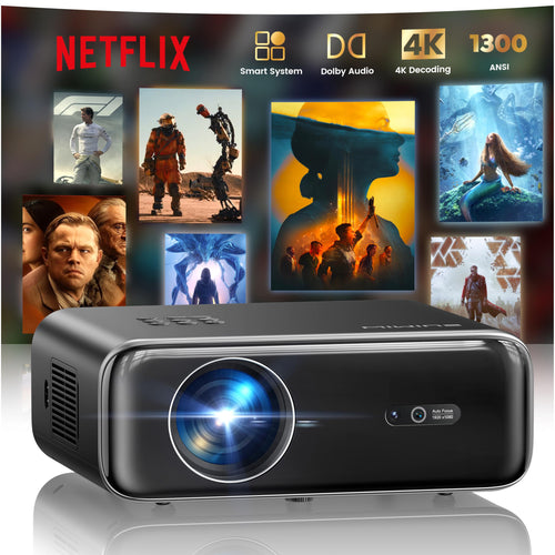 Smart Beamer 1300 ANSI 4K Full HD mit Netflix WiFi 6 Bluetooth