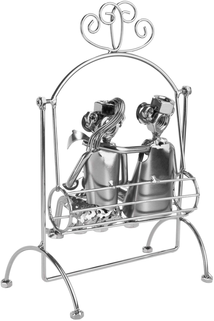 Schraubenmännchen Liebespaar auf Schaukel Metallfigur Handarbeit - Bild 4