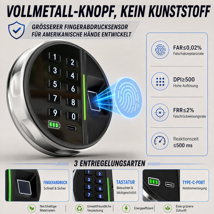 Tresor mit Fingerabdruck 22L biometrisch 4-fach-Zugang 42mm-Tür - Bild 3