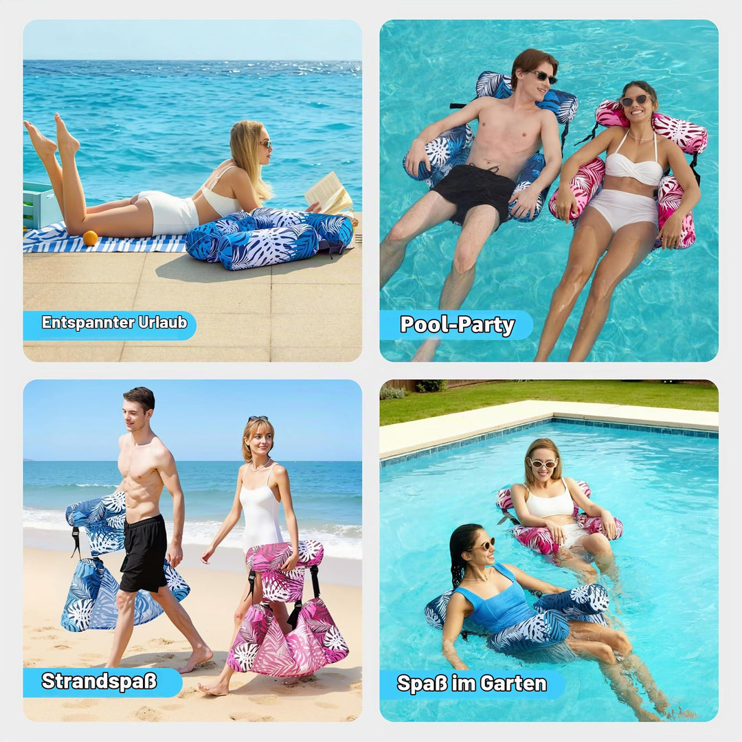 Aufblasbarer Pool-Schwimmsessel 2er-Set 76x41x61 cm Blau/Rosa - Bild 8