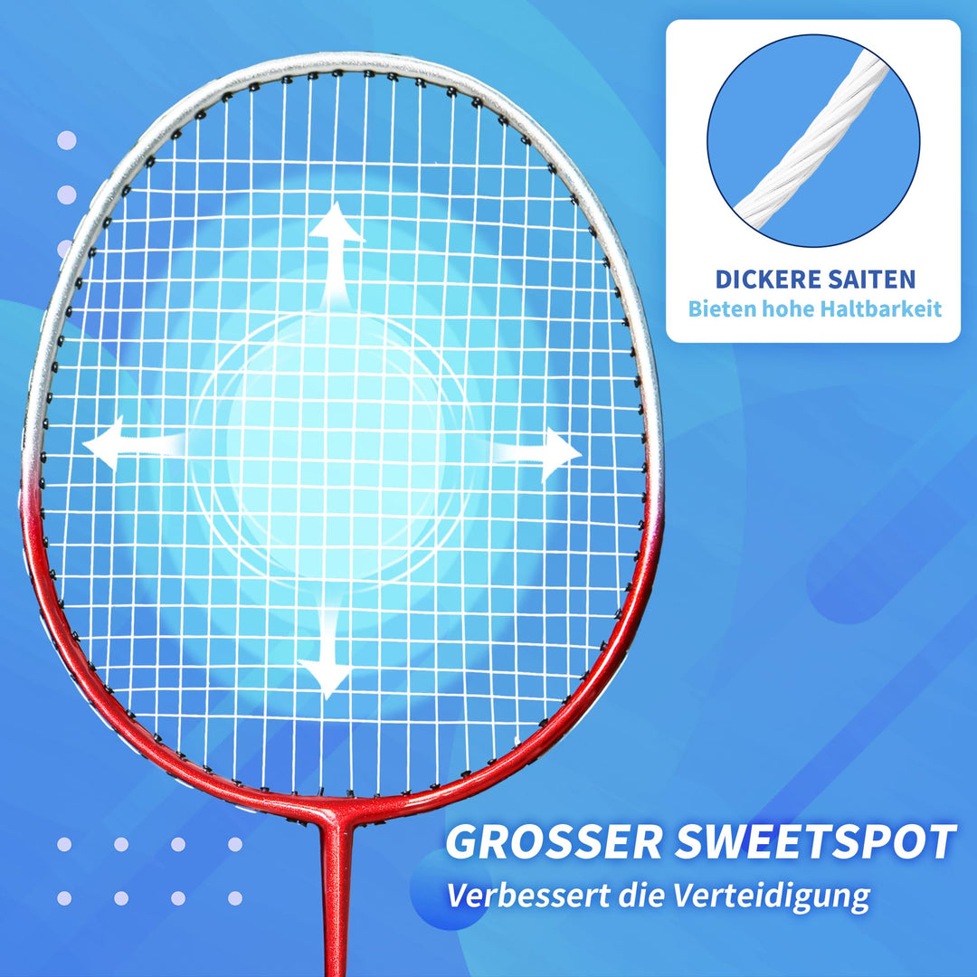 Badminton Set 4 Schläger mit Federbällen und Tragetasche - Bild 4