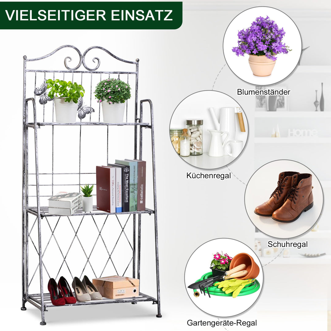 Pflanzregal 3 Etagen klappbar Metall für Balkon &amp; Garten 44x96cm - Bild 3