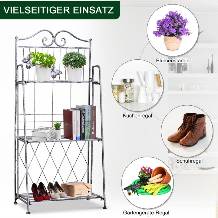 Pflanzregal 3 Etagen klappbar Metall für Balkon &amp; Garten 44x96cm - Bild 3