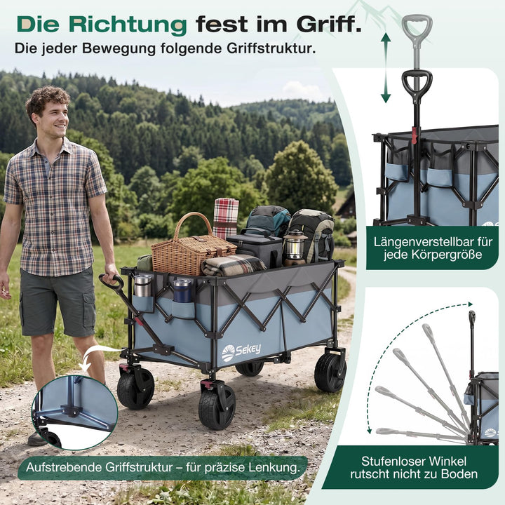 Bollerwagen faltbar XXL 200L 200kg All-Terrain Gelaenderaeder - Bild 6