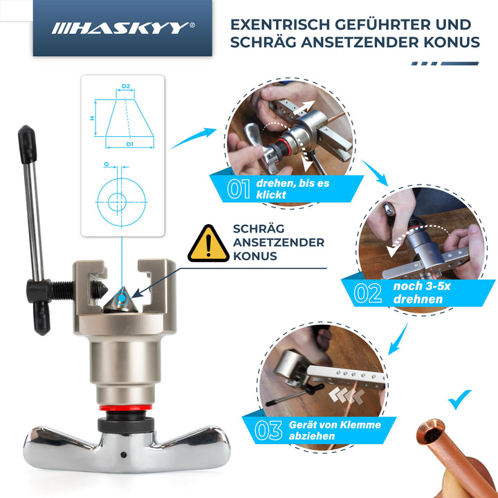 Taumelbördelgerät 5–19 mm für Klimaanlagen R407c/R410a im Koffer - Bild 4