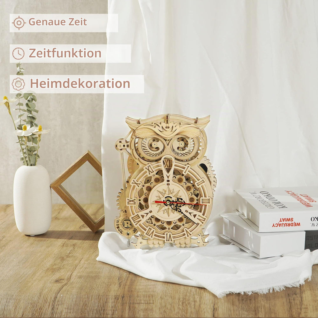 Holzmodell Tischuhr Eule mit Timer &amp; Klingel 161 Teile ab 14J - Bild 4