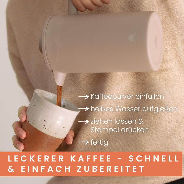 French Press Edelstahl 600 ml / 1 Liter mit Warmhaltefunktion - Bild 6