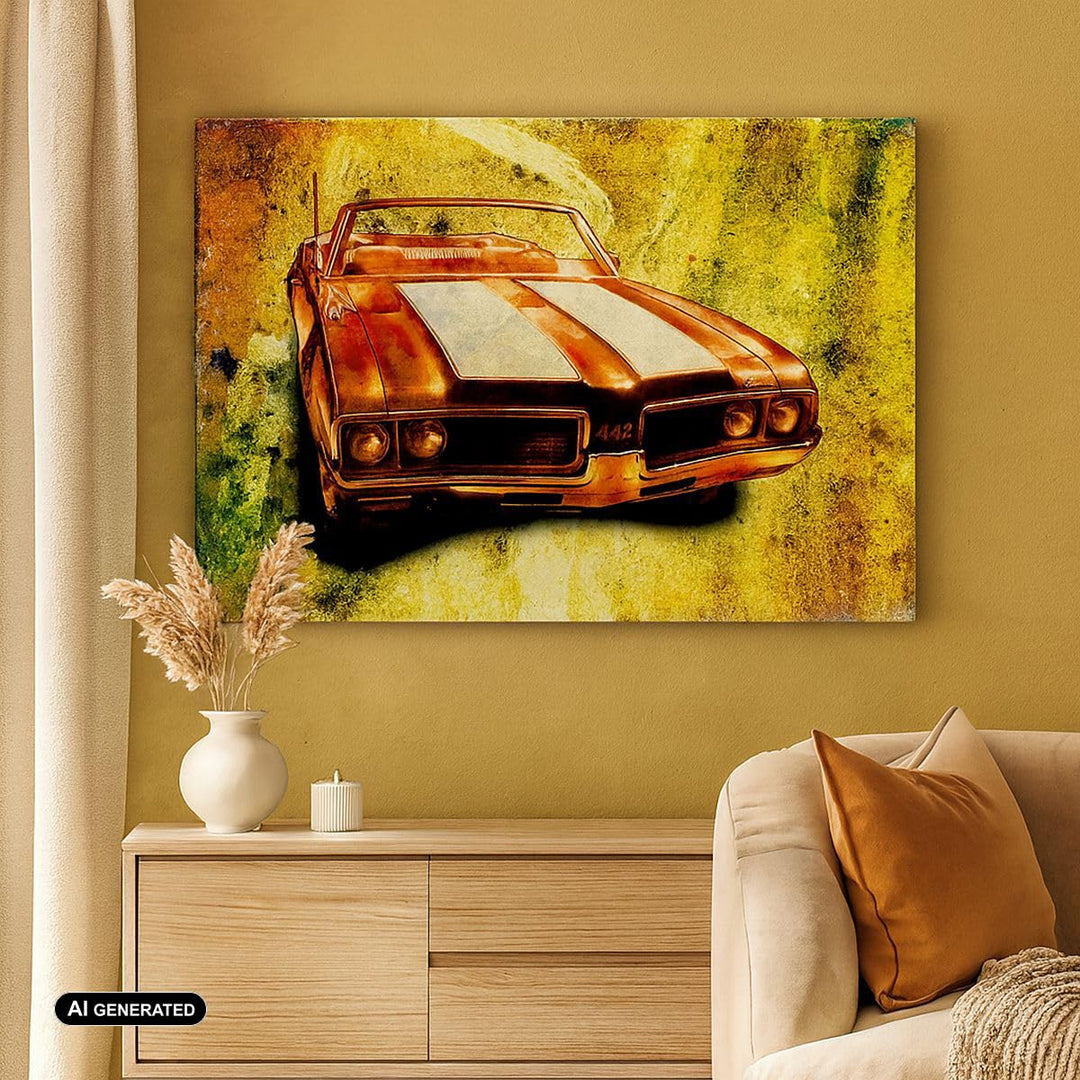 Leinwandbild Vintage Autos 100x70 cm Retro Wanddeko Wohnzimmer - Bild 3