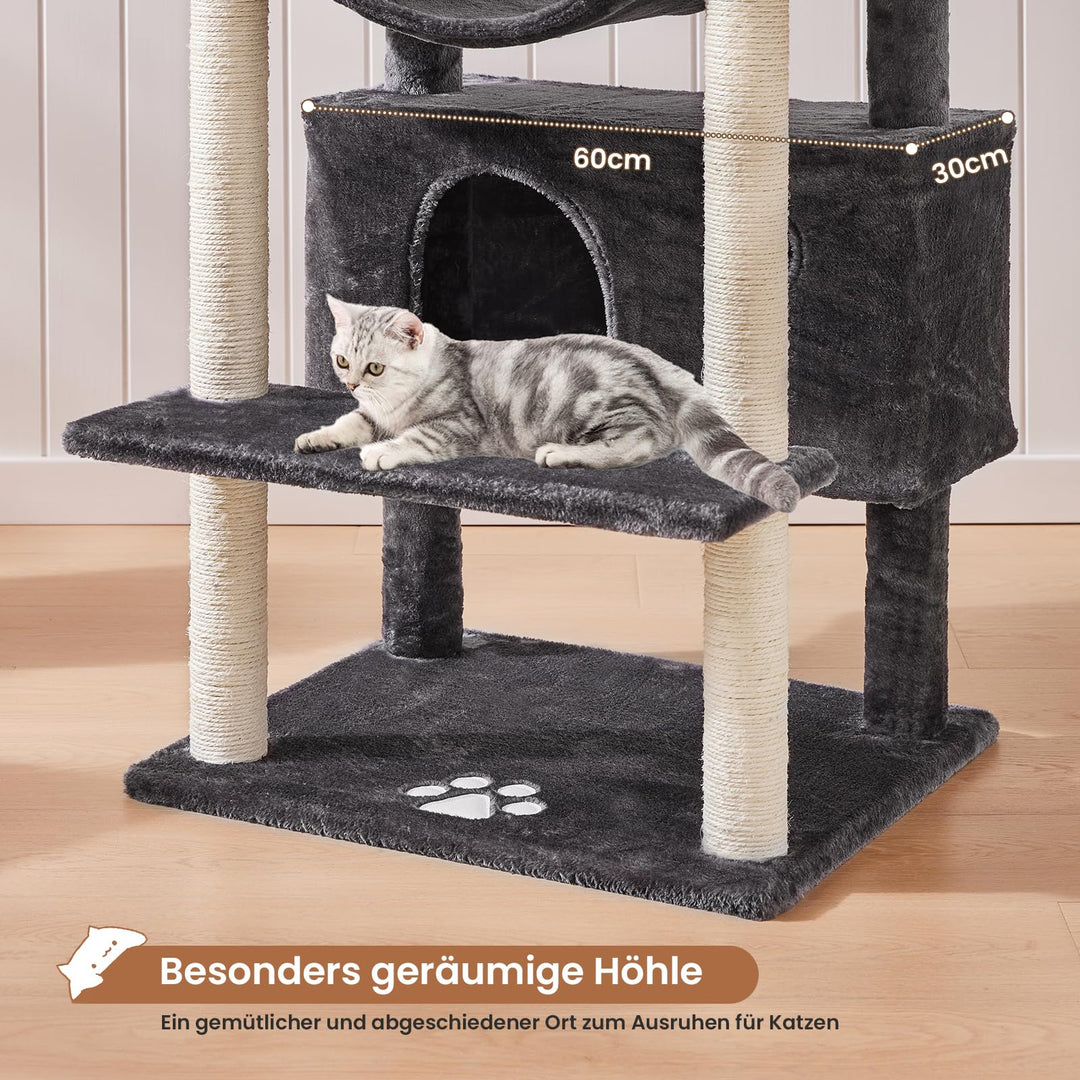 Katzenbaum XXL mit 3 Plattformen, 2 Höhlen und Sisalsäulen für grosse Katzen - Bild 4