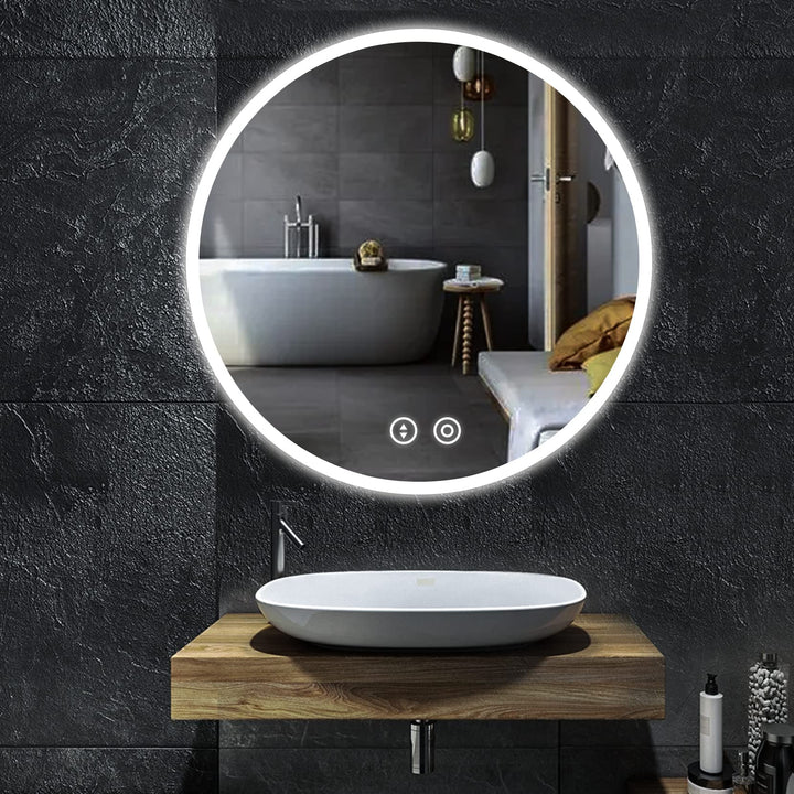 Badspiegel rund LED 60 cm mit Dimmer und Speicherfunktion