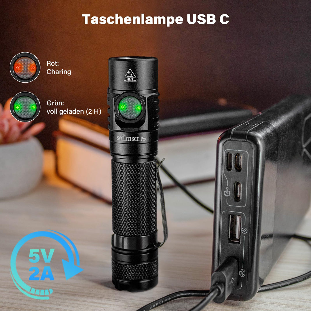 LED Taschenlampe 2000 Lumen USB-C wiederaufladbar IPX8 Outdoor - Bild 11