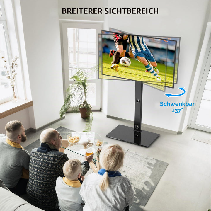 TV Ständer höhenverstellbar 30-70 Zoll schwenkbar mit Glasregal - Bild 4