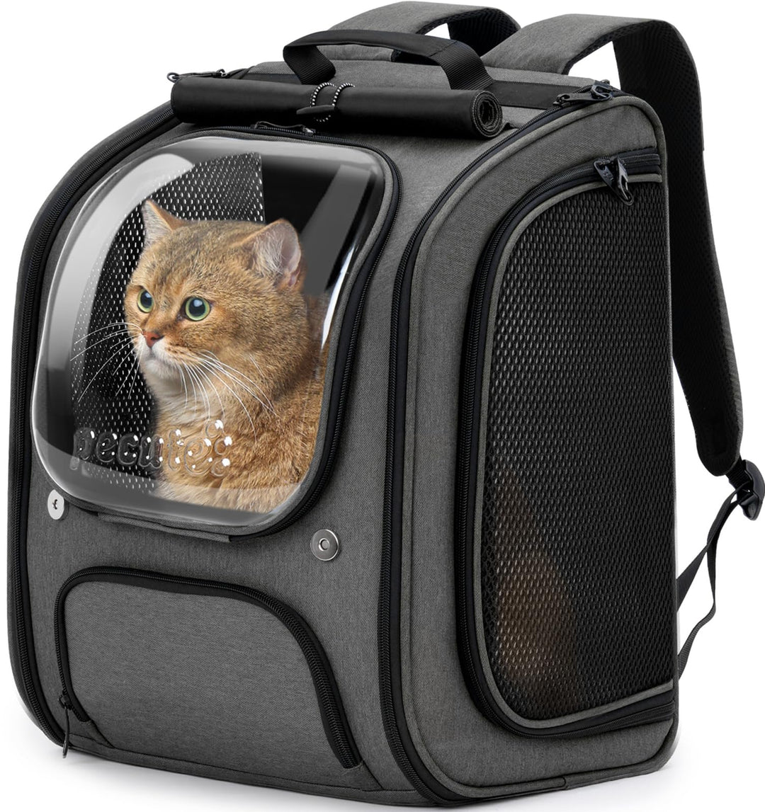 Haustier-Rucksack Katze Hund bis 5 kg mit Sichtfenster Grau