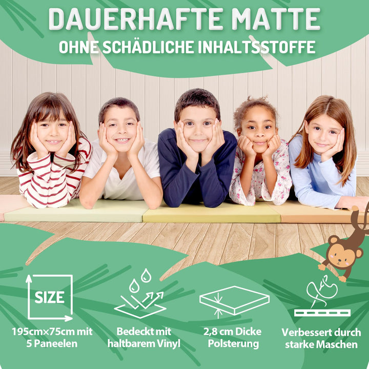 Turnmatte klappbar 5-Panel 195x75x2,8cm für Kinder und Fitness - Bild 2