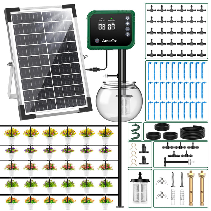 Solar Bewässerungssystem 8W mit Timer 30m Schlauch für Garten
