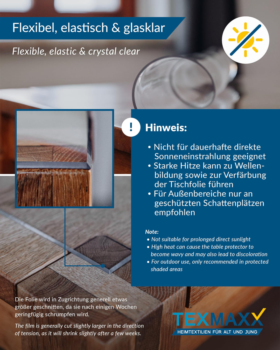Tischfolie transparent 2 mm PVC mit abgeschrägten Kanten - Bild 4