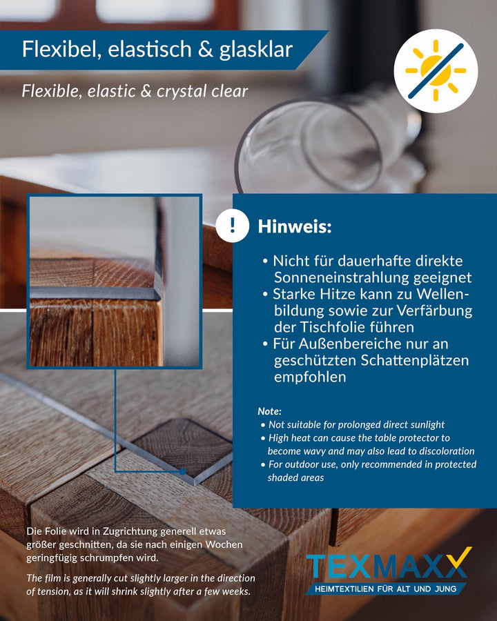 Tischfolie transparent 2 mm PVC mit abgeschrägten Kanten - Bild 4