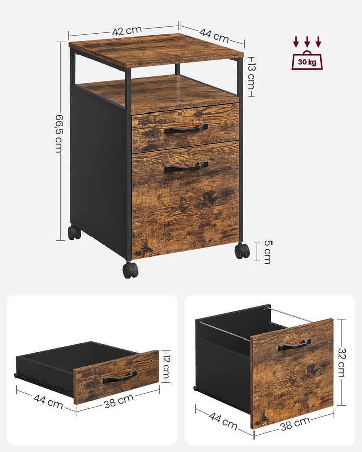 Rollcontainer mit 2 Schubladen und Rollen für Büro und Schreibtisch - Bild 5