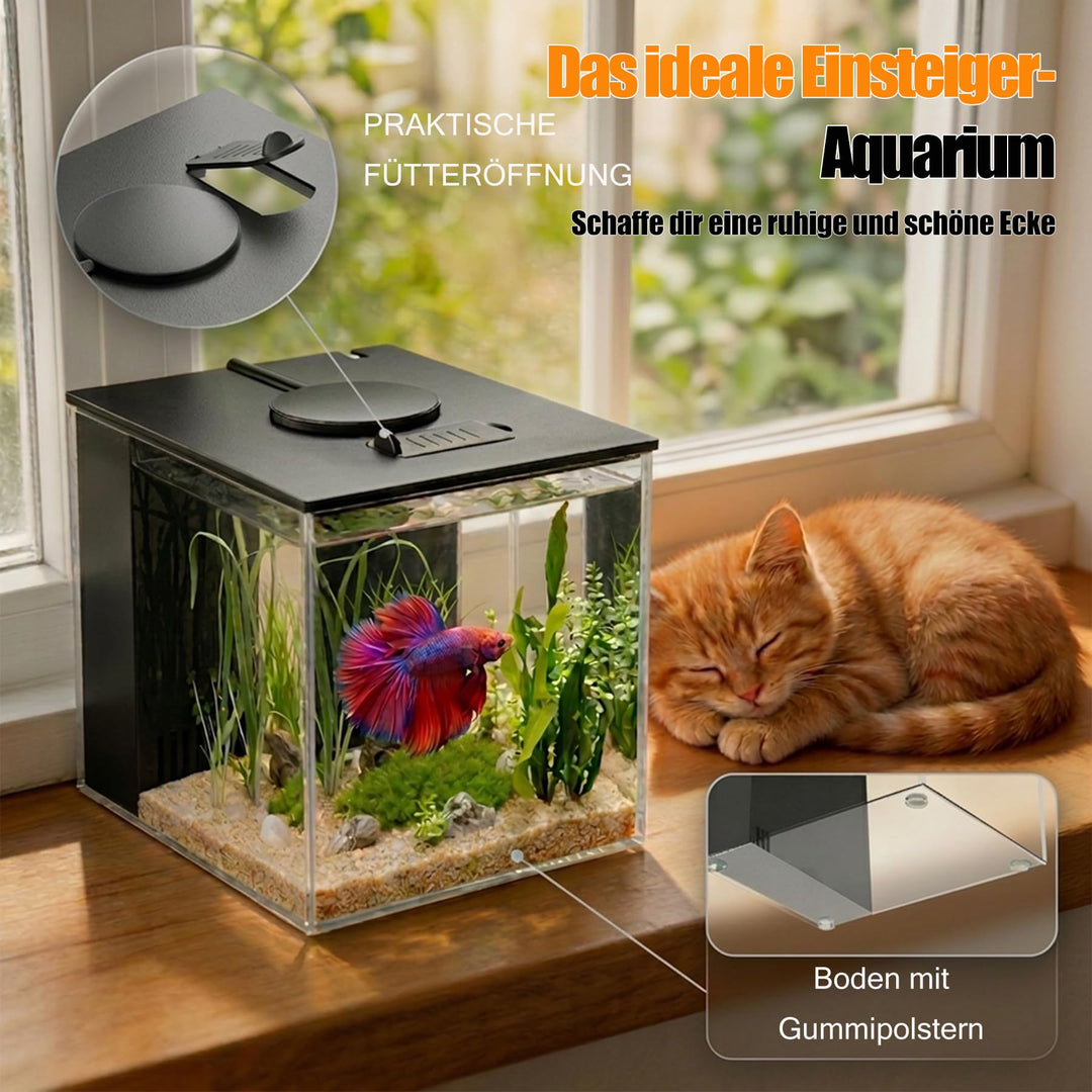 Mini Aquarium 3,7 L Acryl mit Filter und LED-Beleuchtung, Schwarz - Bild 4