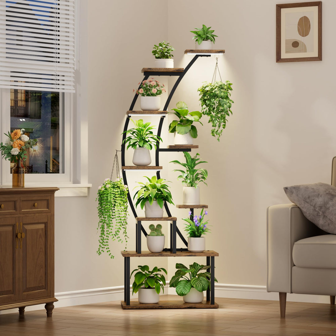 Pflanzenregal mit Grow Light 9 Ebenen 160cm Metall Schwarz - Bild 2