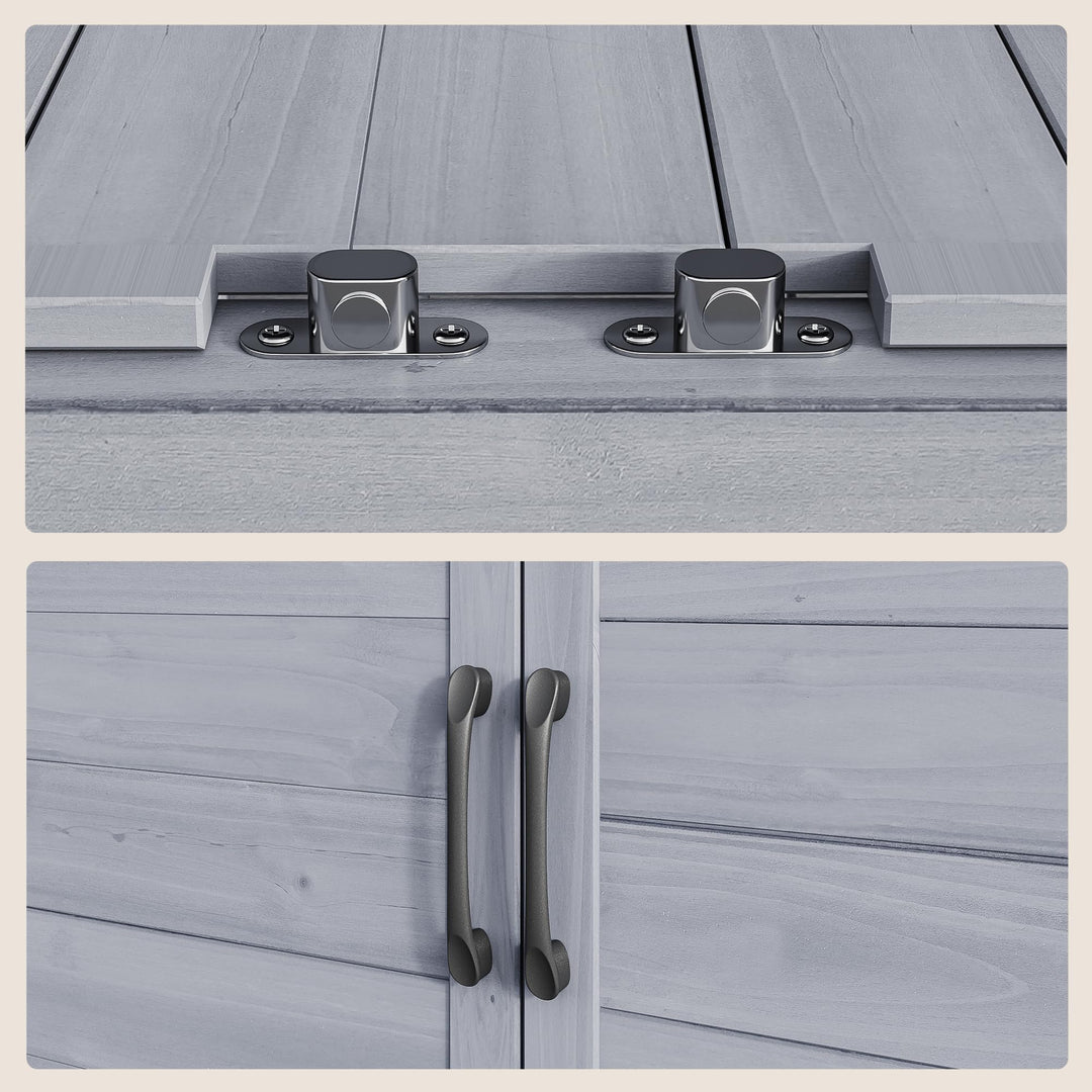 Pflanztisch mit Unterschrank Tannenholz 98x48x95 cm Grau Outdoor - Bild 5