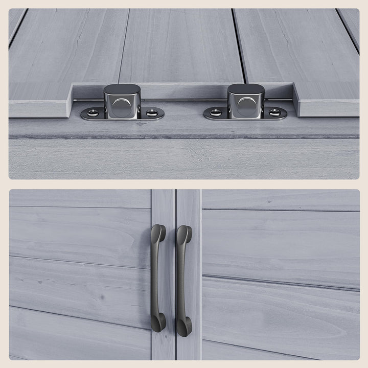 Pflanztisch mit Unterschrank Tannenholz 98x48x95 cm Grau Outdoor - Bild 5