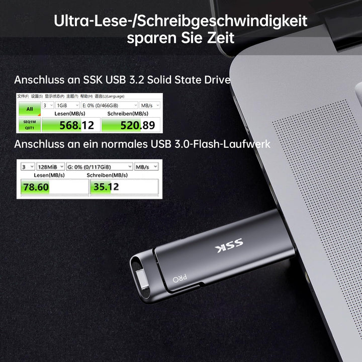 Externe SSD 256GB Dual USB-C + USB-A USB 3.2 Gen2 bis 550 MB/s - Bild 3