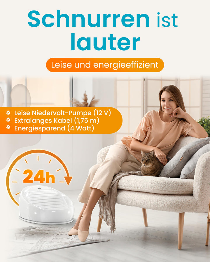 Katzenbrunnen Keramik Handarbeit plastikfrei grau, leise Pumpe - Bild 5
