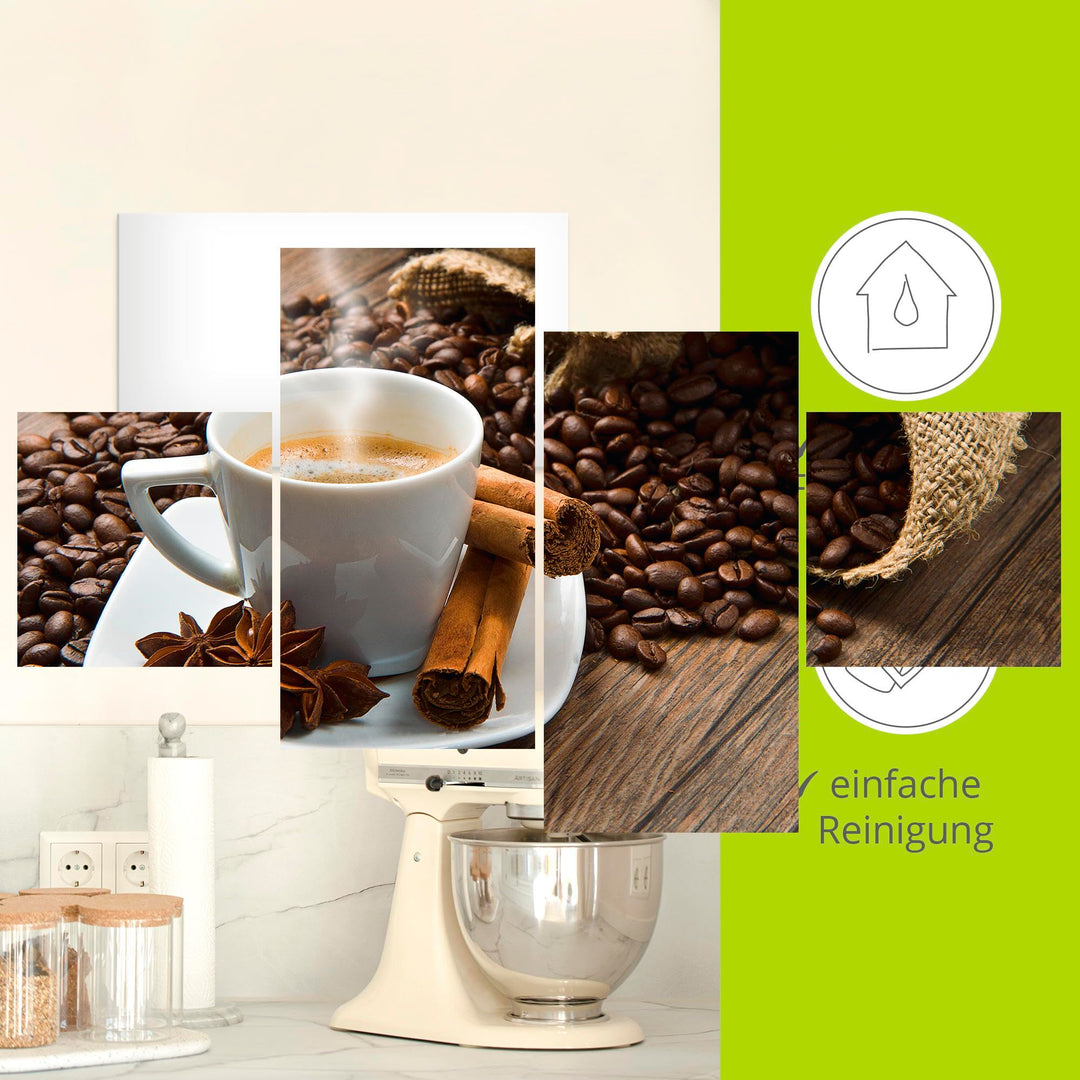 Glasbild Kaffeetasse &amp; Kaffeebohnen Hochformat 45x60 cm - Bild 2