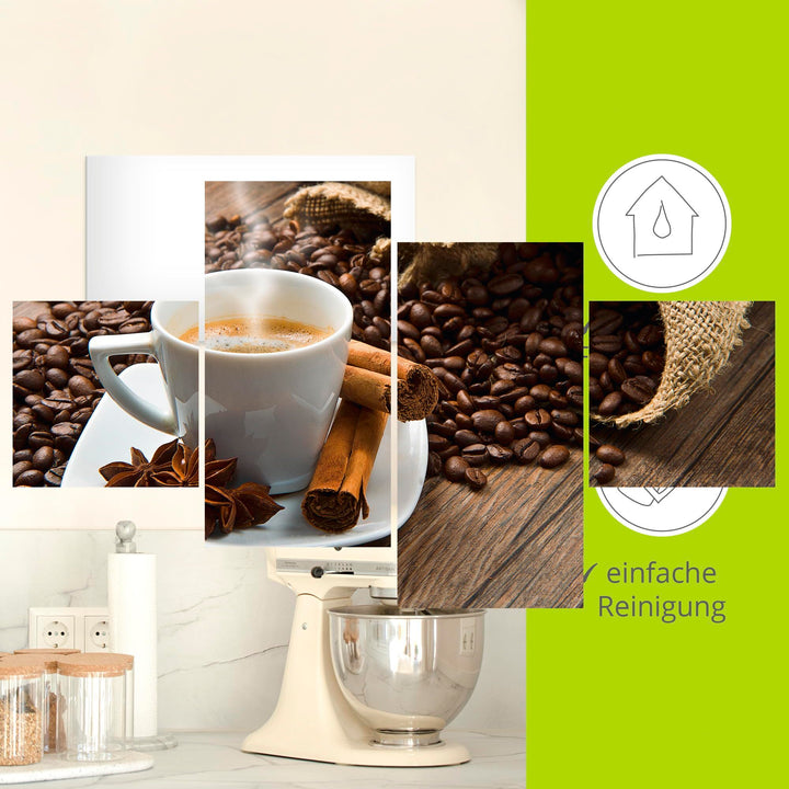 Glasbild Kaffeetasse &amp; Kaffeebohnen Hochformat 45x60 cm - Bild 2