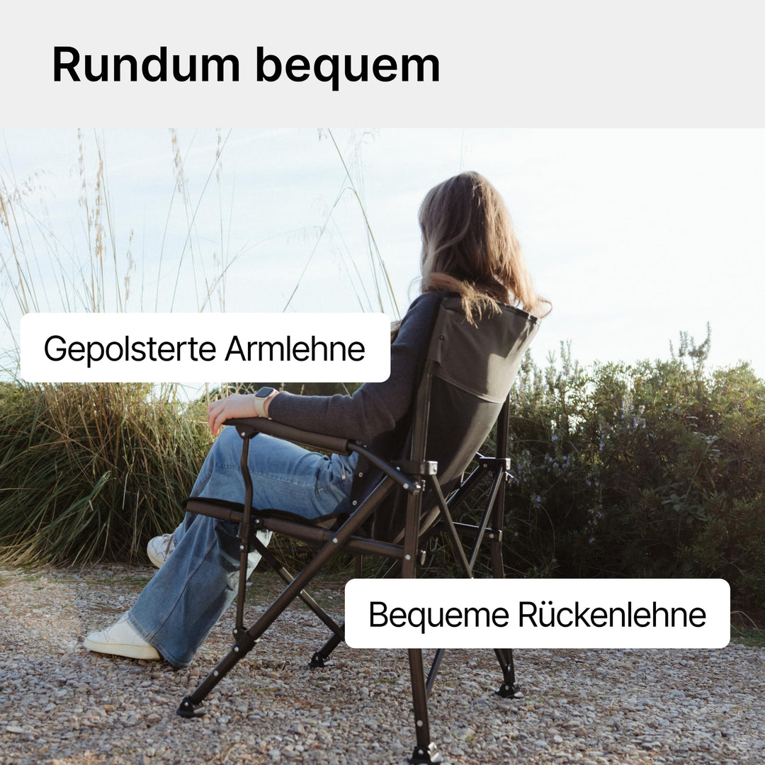 Campingstuhl faltbar 2er Set mit Getränkehalter, 150 kg, Stahl - Bild 4