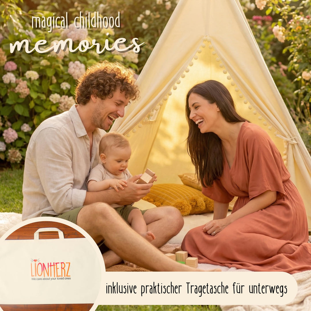 Tipi Zelt Kinder 100% Baumwolle mit Matte und Stabilisator Indoor - Bild 9