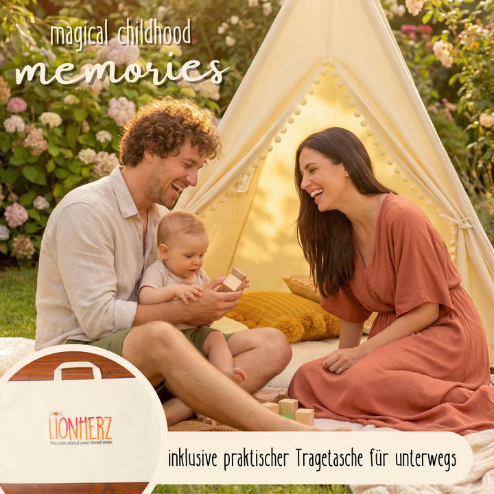 Tipi Zelt Kinder 100% Baumwolle mit Matte und Stabilisator Indoor - Bild 9