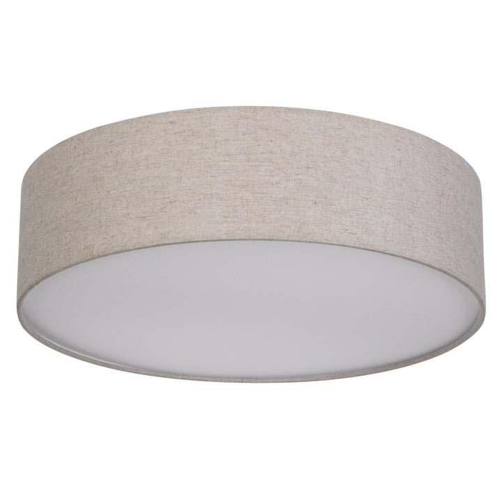 Deckenleuchte Vintage Leinenstoff Taupe 40cm 2x E27 flach